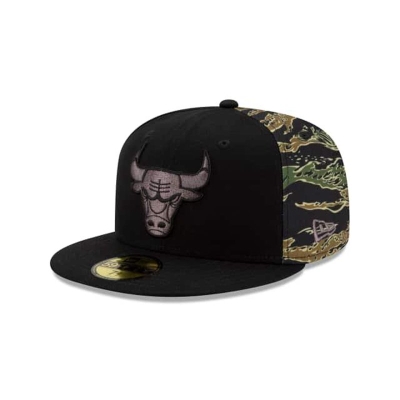 Chicago Bulls Gorra | New Era NBA Camo Panel 59fifty Fitted Cap Mexico - Negros